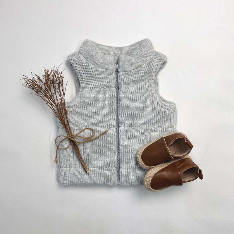 Baby Lined Knit Vest - Grey Marle