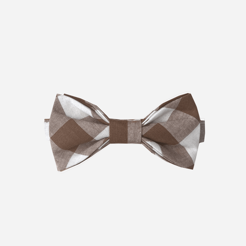 Boys Bow Tie - Large Bronze Check