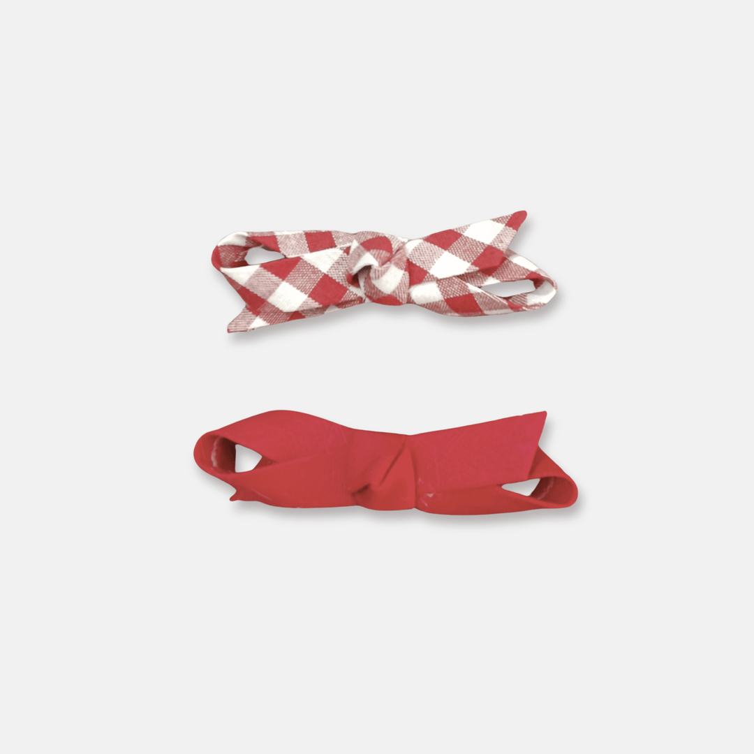 Love Henry Accessories One Size Girls Clips 2 Pack - Red Linen/ Red Check