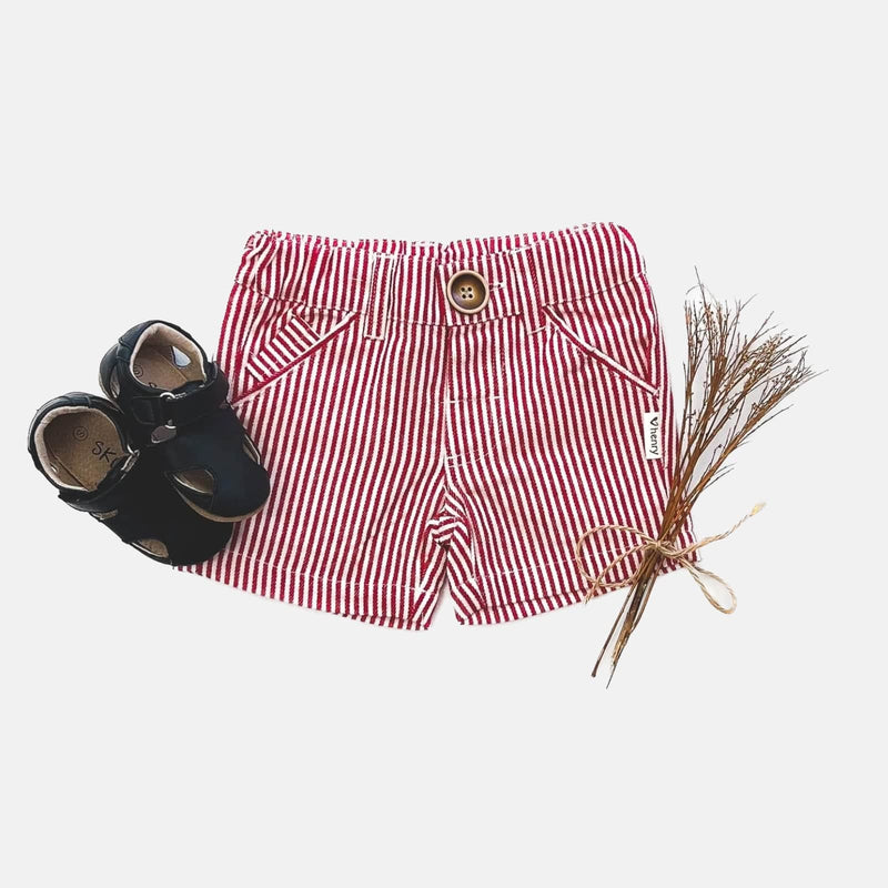 Baby Boys Dress Shorts - Red Pinstripe