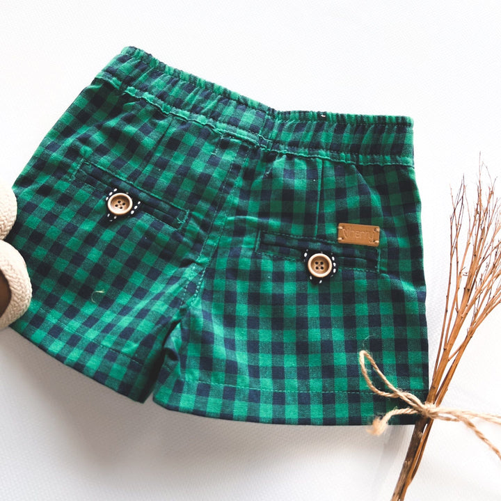 Love Henry Bottoms Baby Boys Sonny Short - Green Navy Check