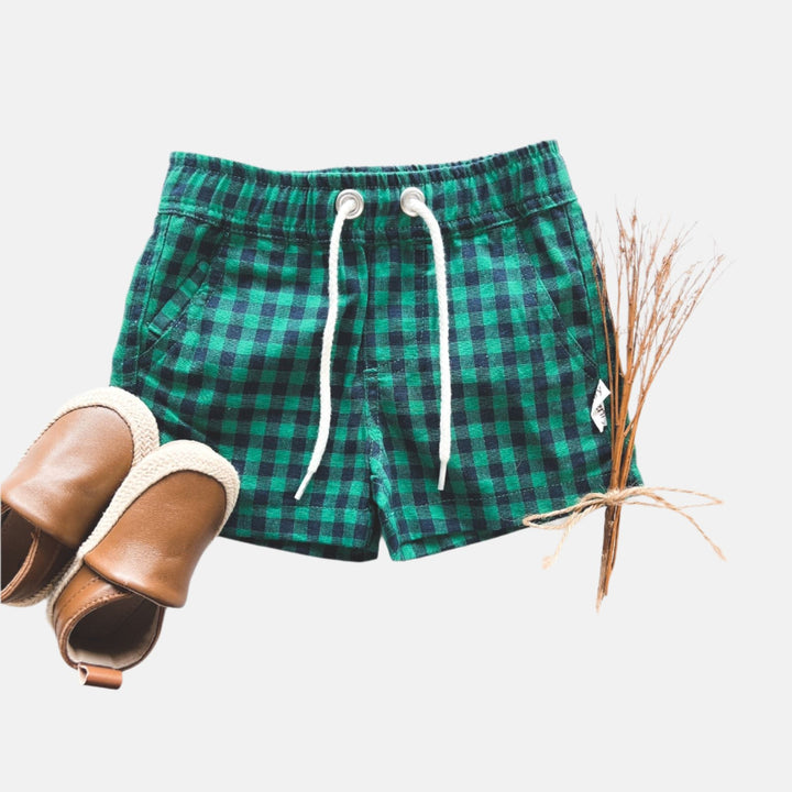 Love Henry Bottoms Baby Boys Sonny Short - Green Navy Check