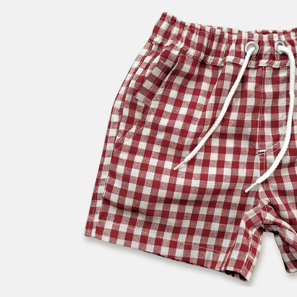 Love Henry Bottoms Baby Boys Sonny Short - Red Check