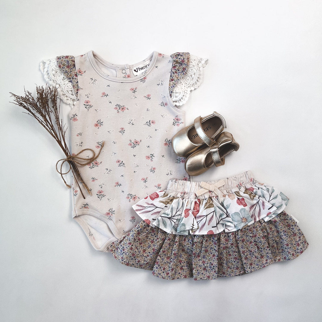 Love Henry Bottoms Baby Girls Frilly Pilcher Skirt - Fairyfloss Sunset
