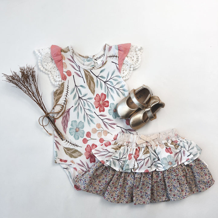 Love Henry Bottoms Baby Girls Frilly Pilcher Skirt - Fairyfloss Sunset