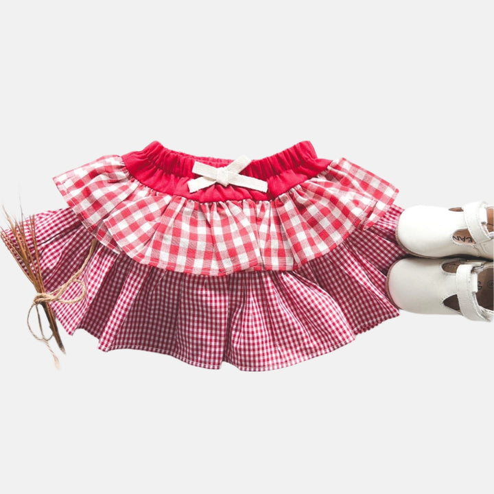 Love Henry Bottoms Baby Girls Frilly Pilcher Skirt - Red Checks