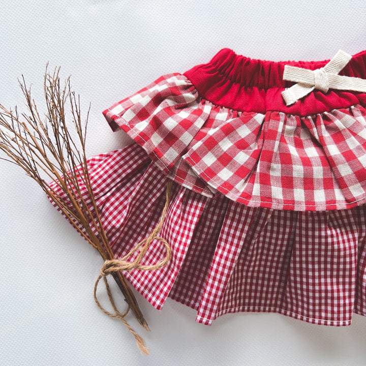 Love Henry Bottoms Baby Girls Frilly Pilcher Skirt - Red Checks