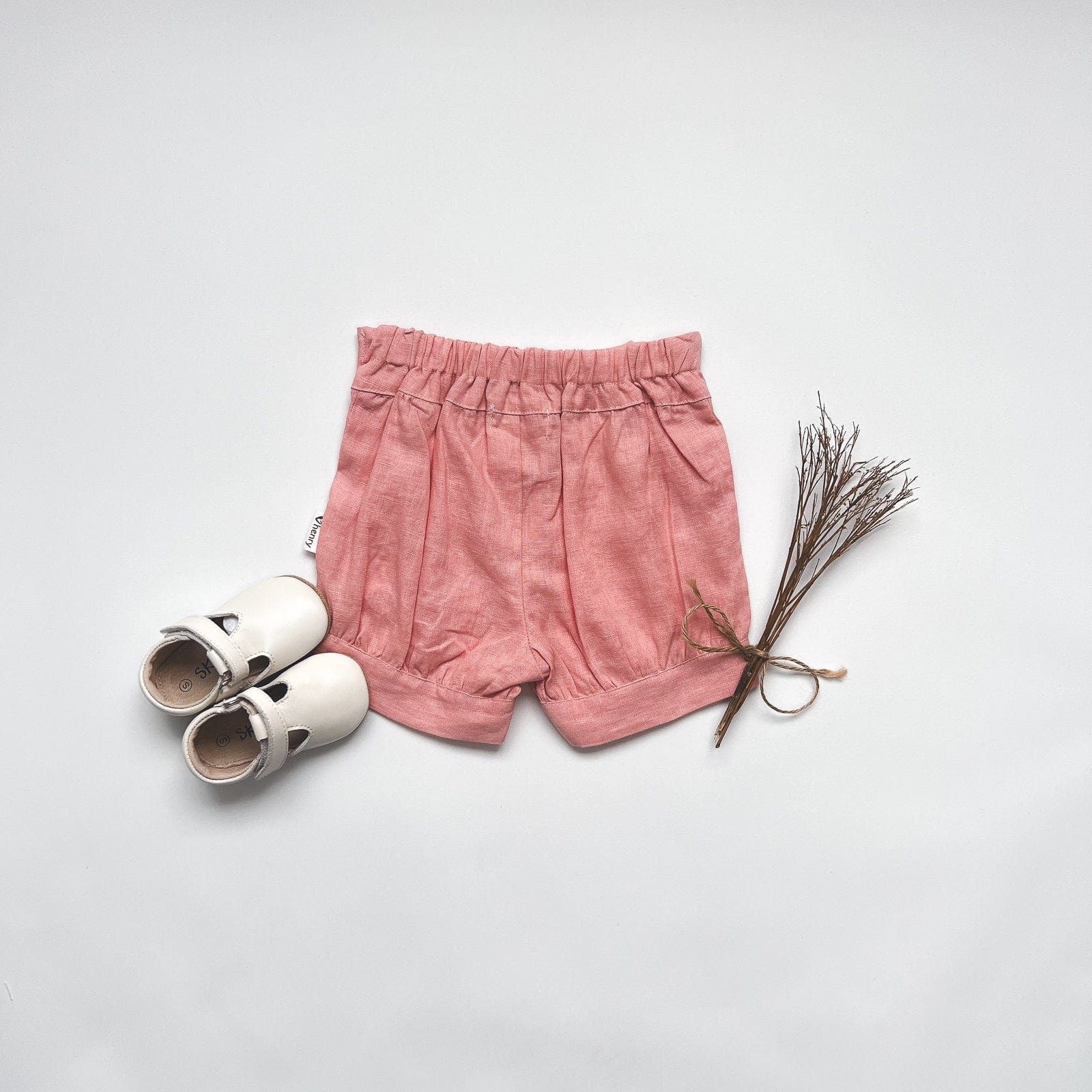Love Henry Bottoms Baby Girls Lucy Shorts - Peach Pink Linen