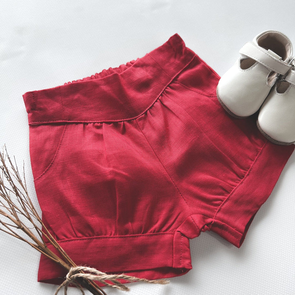 Love Henry Bottoms Baby Girls Lucy Shorts - Red Linen