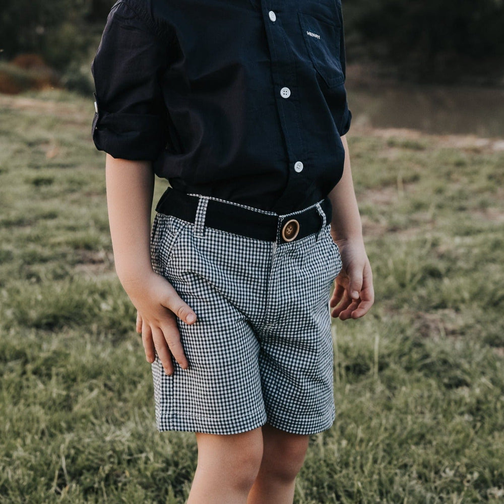 Love Henry Bottoms Boys Oscar Shorts - Navy Gingham