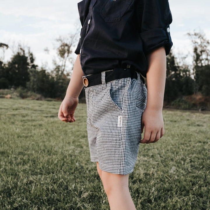 Love Henry Bottoms Boys Oscar Shorts - Navy Gingham