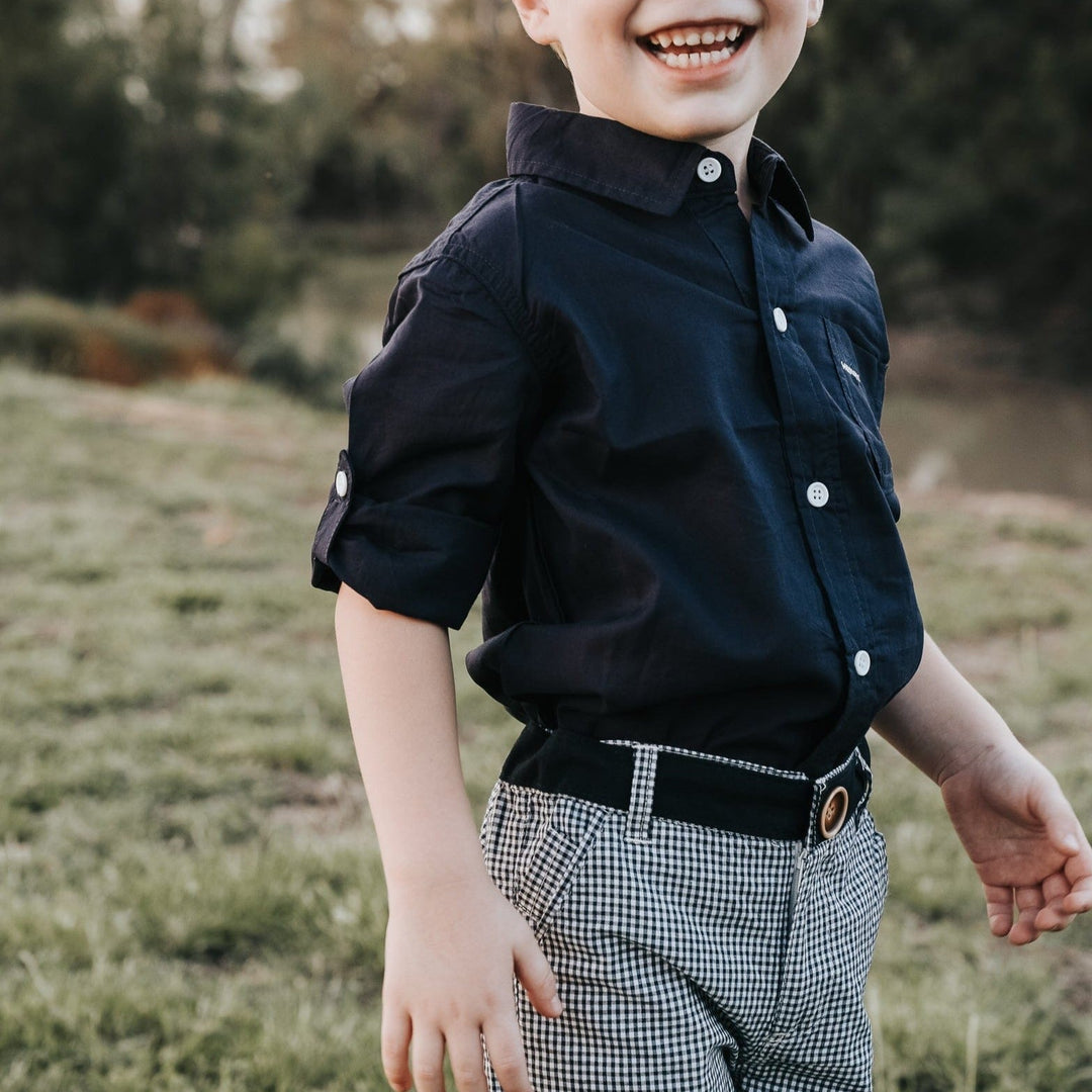 Love Henry Bottoms Boys Oscar Shorts - Navy Gingham