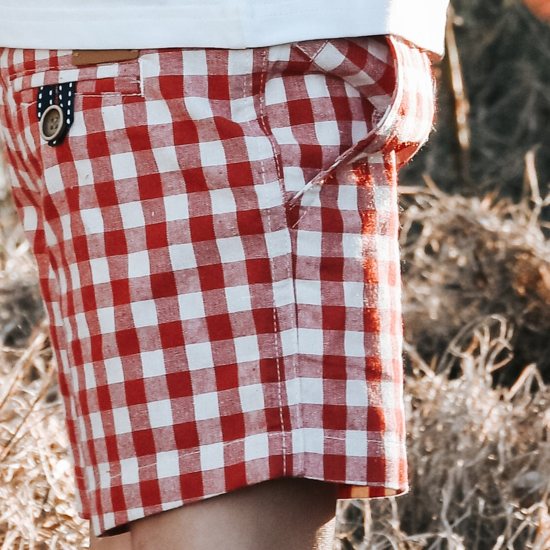 Love Henry Bottoms Boys Sonny Shorts - Red Check