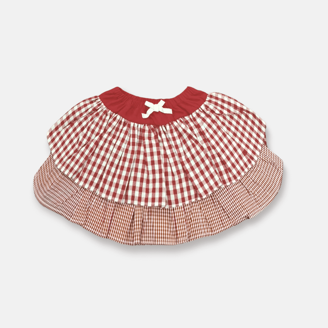 Love Henry Bottoms Girls Frilly Skirt - Red Checks