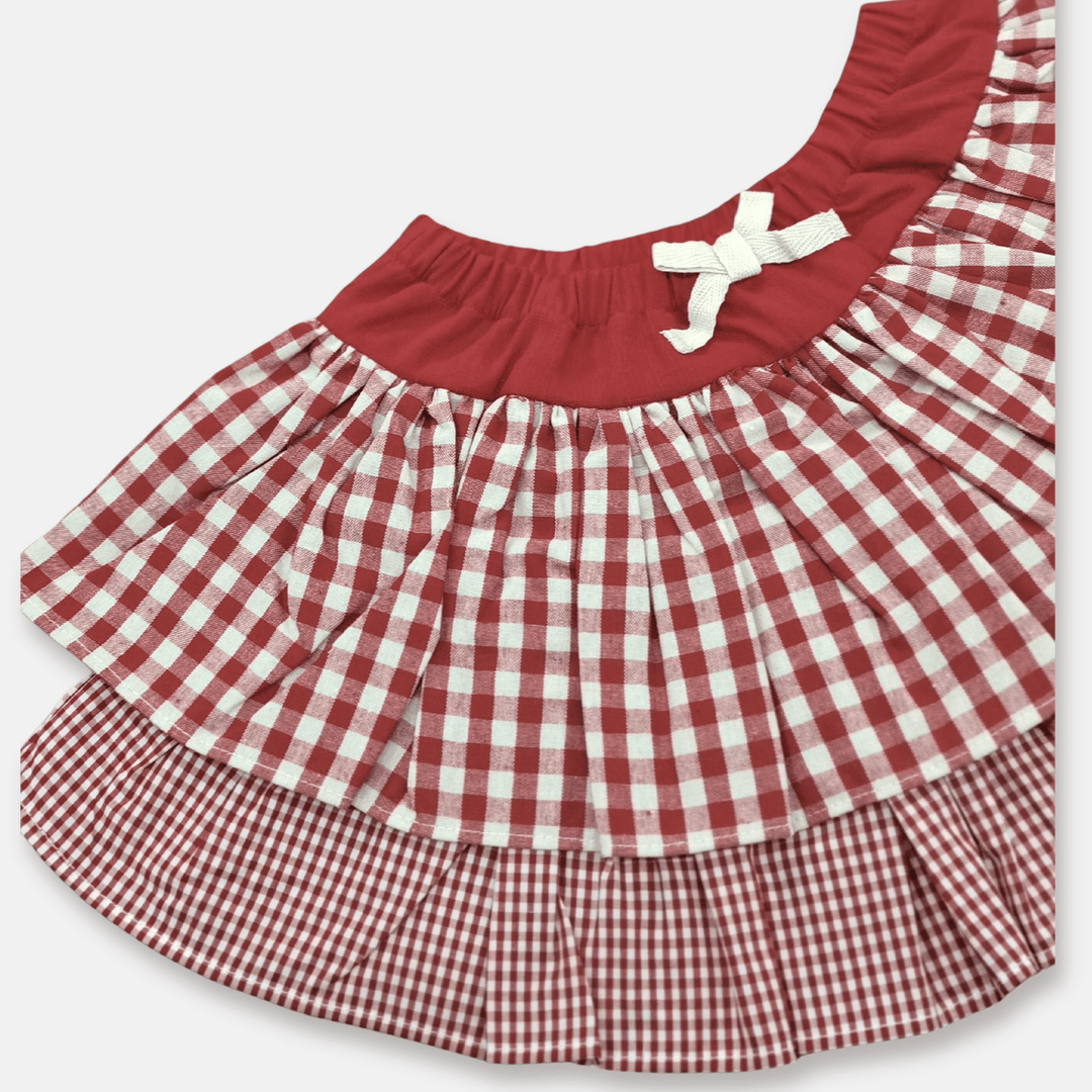 Love Henry Bottoms Girls Frilly Skirt - Red Checks