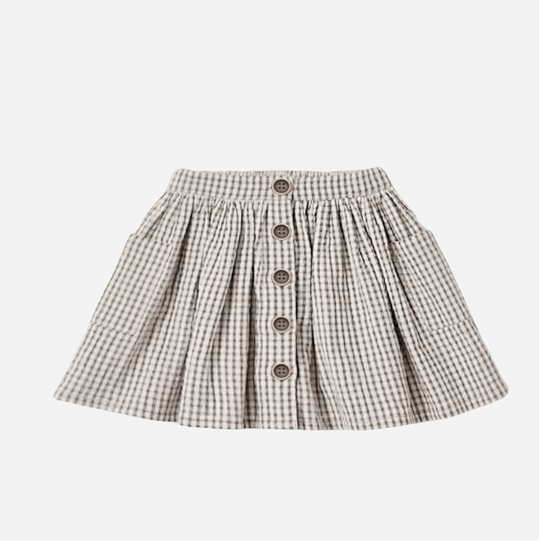 Love Henry Bottoms Girls Full Button Skirt - Beige Gingham