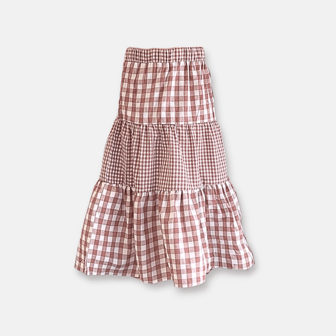 Love Henry Bottoms Girls Maxi Skirt - Pink Ginghams