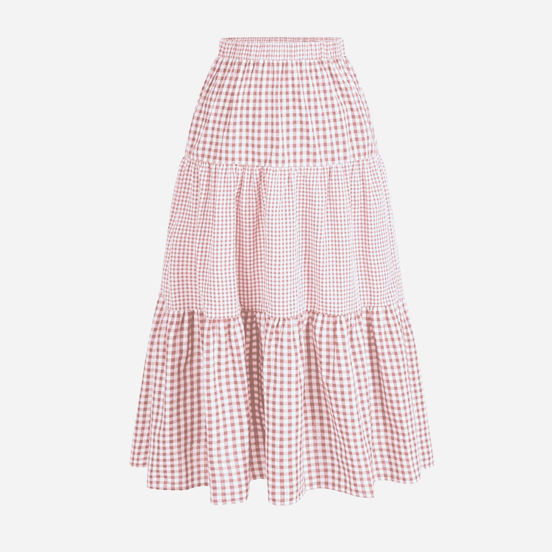 Love Henry Bottoms Girls Maxi Skirt - Pink Ginghams