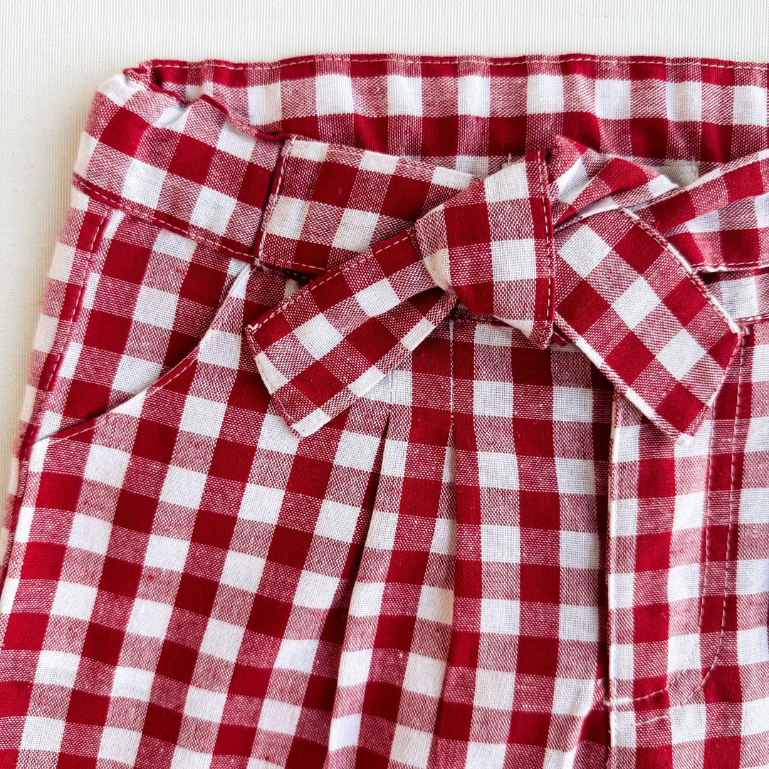 Love Henry Bottoms Girls Tie Waist Shorts - Red Check