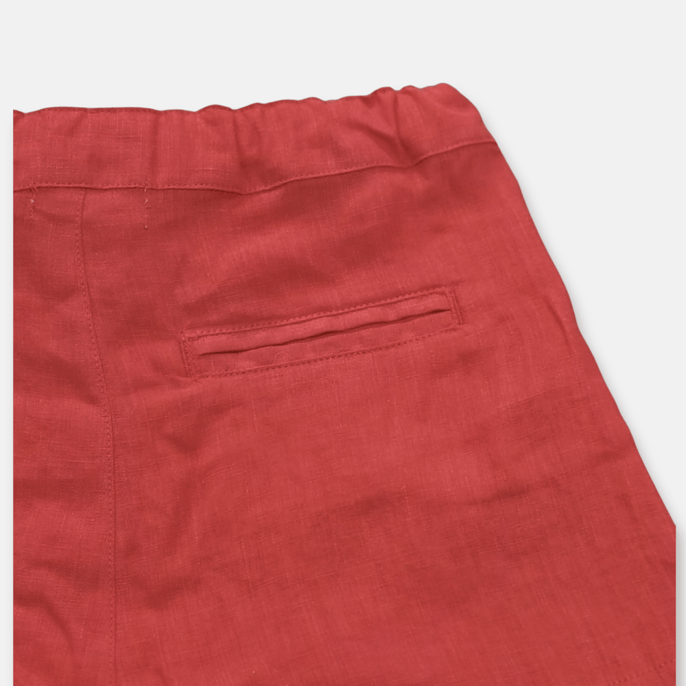 Love Henry Bottoms Girls Tie Waist Shorts - Red Linen