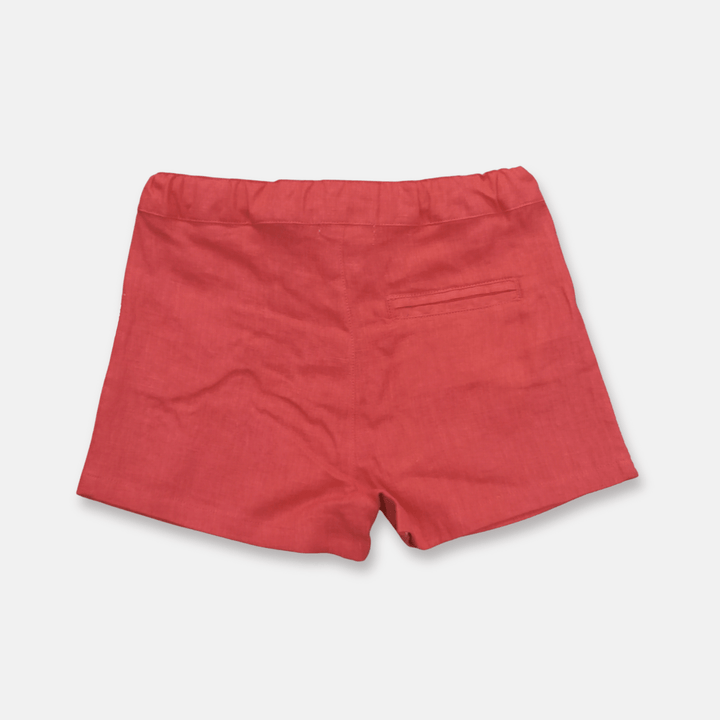 Love Henry Bottoms Girls Tie Waist Shorts - Red Linen