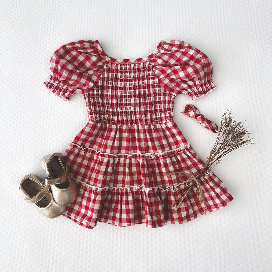 Love Henry Dresses Baby Girls Daisy Dress - Red Check