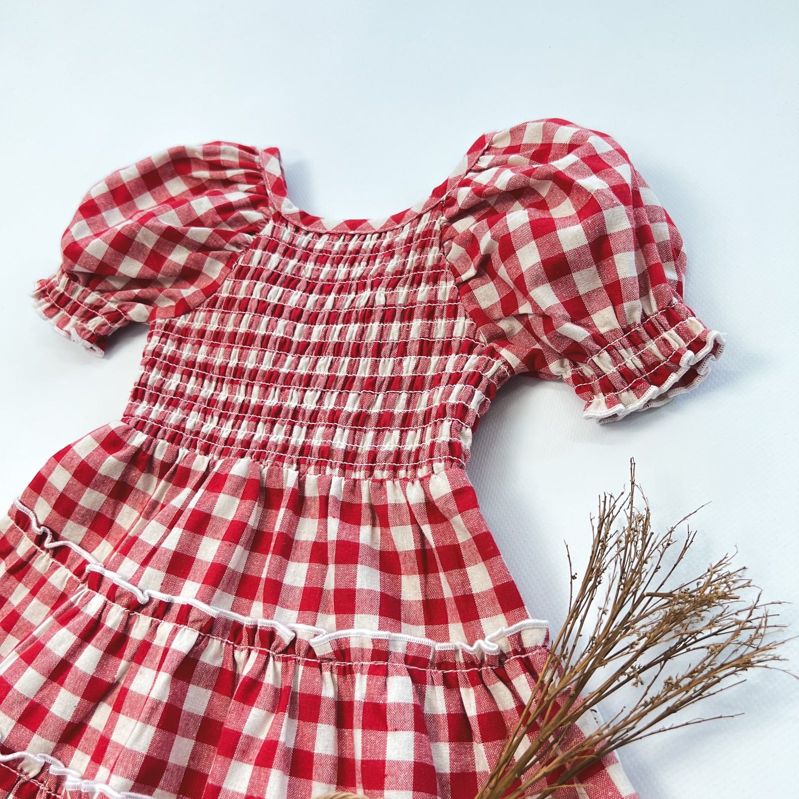 Baby Girls Daisy Dress - Red Check
