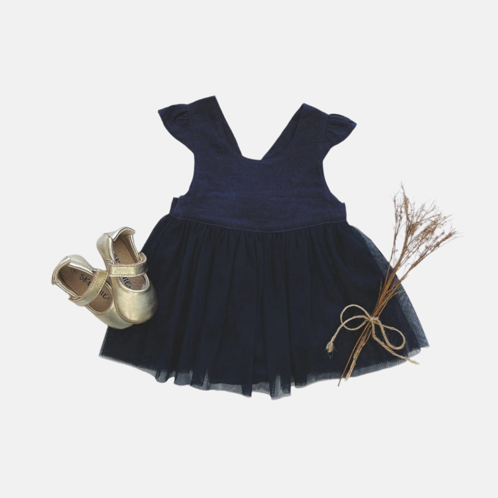 Baby Girls Lottie Dress Navy Linen