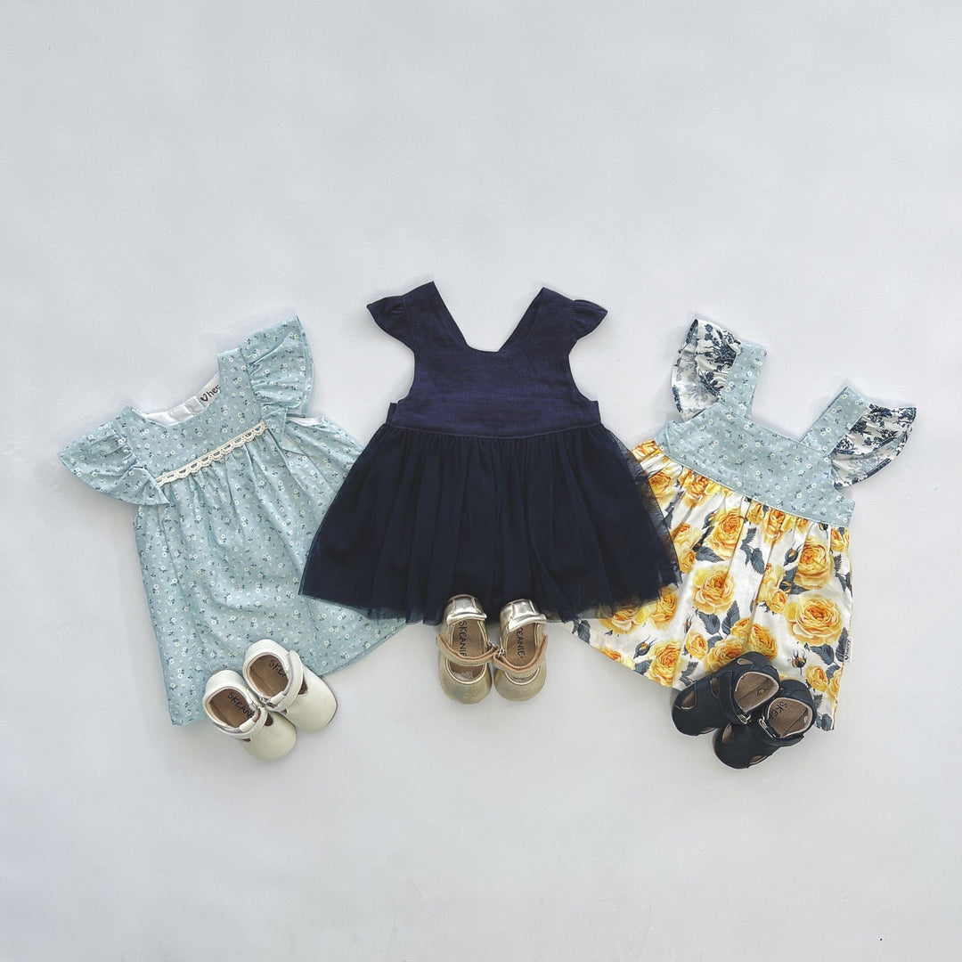 Love Henry Dresses Baby Girls Lottie Dress - Navy Linen