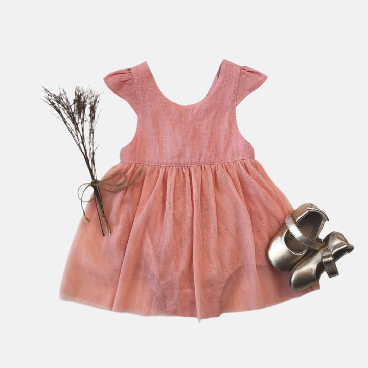 Love Henry Dresses Baby Girls Lottie Dress - Peach Pink Linen