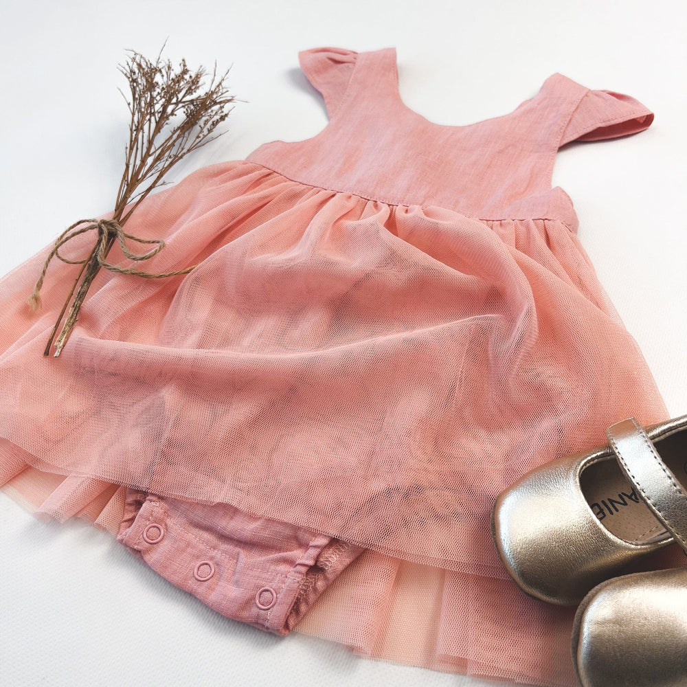 Love Henry Dresses Baby Girls Lottie Dress - Peach Pink Linen