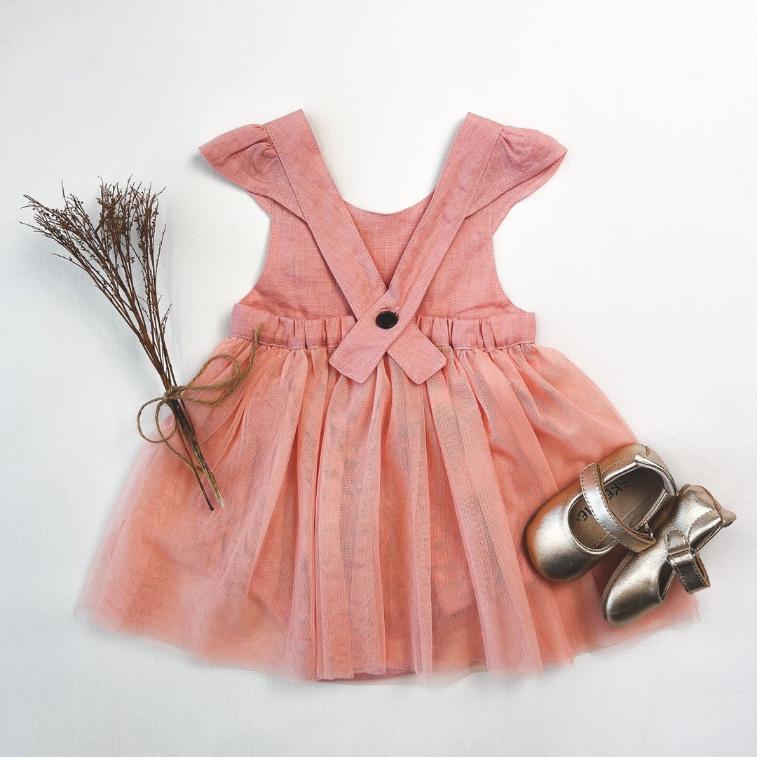 Love Henry Dresses Baby Girls Lottie Dress - Peach Pink Linen