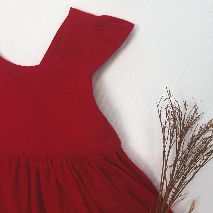 Love Henry Dresses Baby Girls Lottie Dress - Red Linen