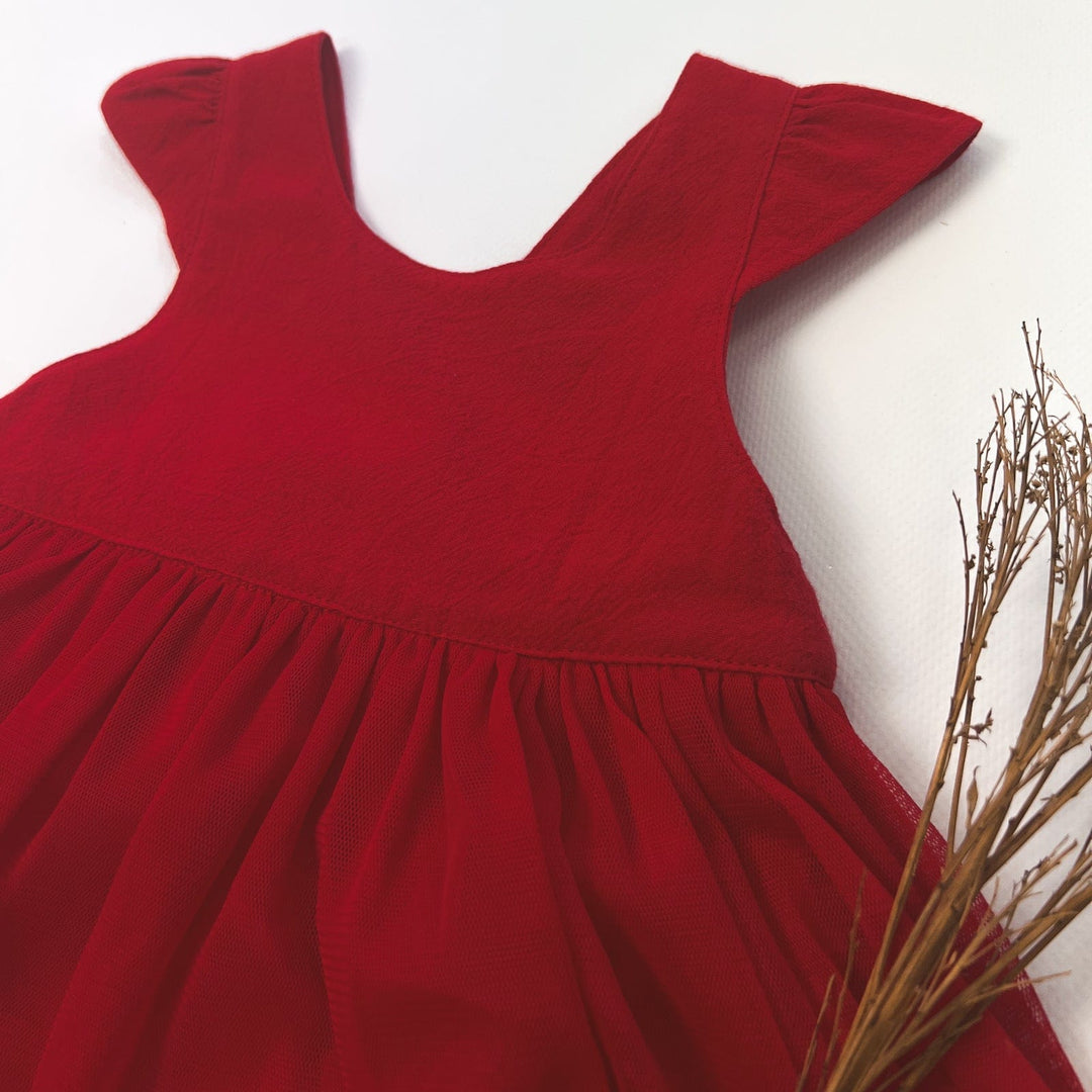 Love Henry Dresses Baby Girls Lottie Dress - Red Linen