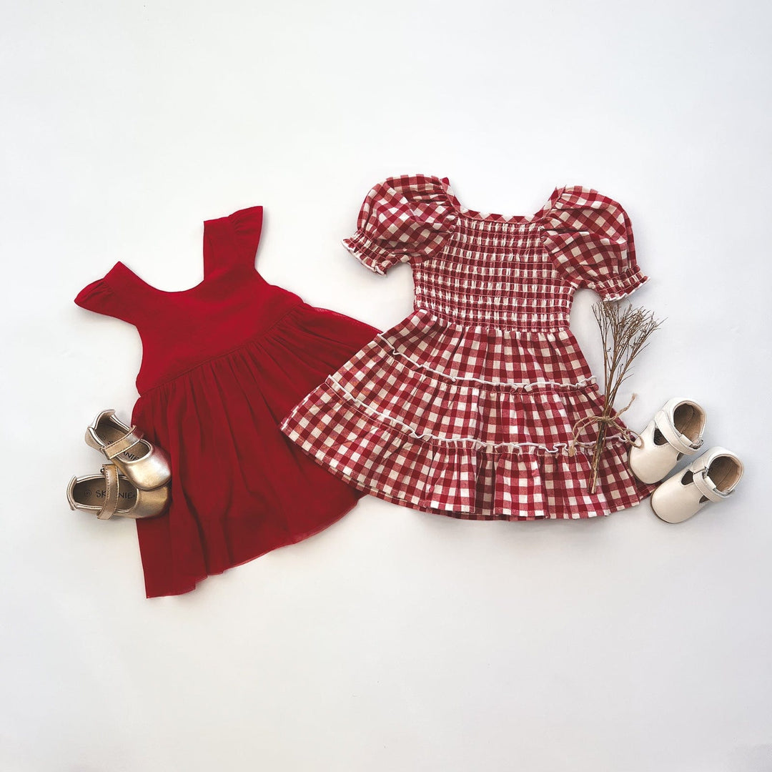 Love Henry Dresses Baby Girls Lottie Dress - Red Linen