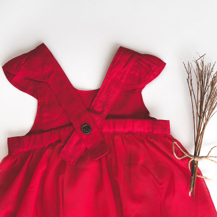 Love Henry Dresses Baby Girls Lottie Dress - Red Linen
