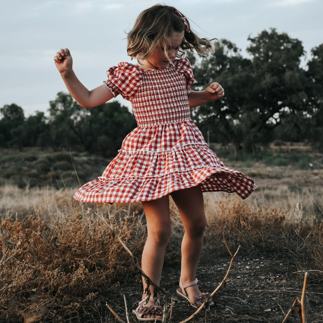 Love Henry Dresses Girls Daisy Dress - Red Check