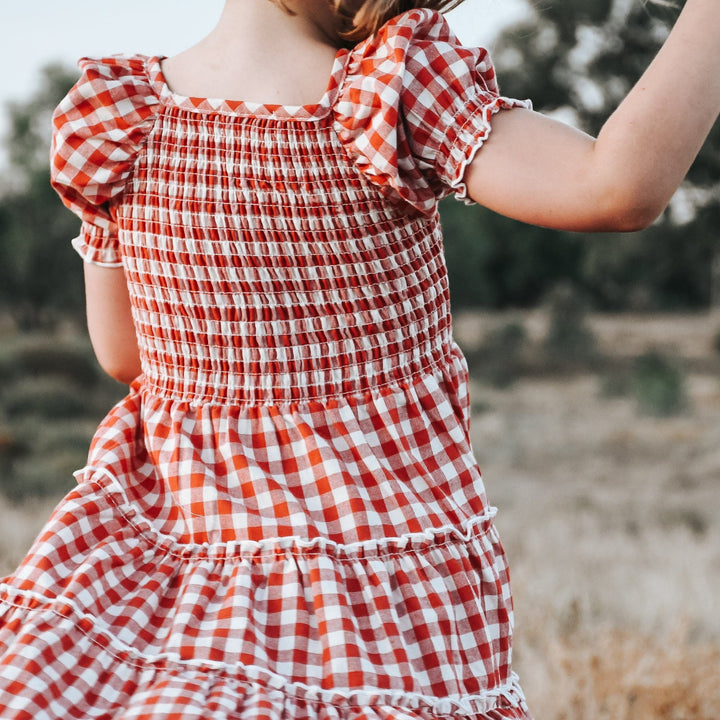 Love Henry Dresses Girls Daisy Dress - Red Check