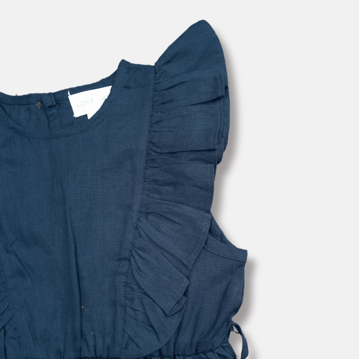 Love Henry Dresses Girls Florence Summer Dress - Navy Linen