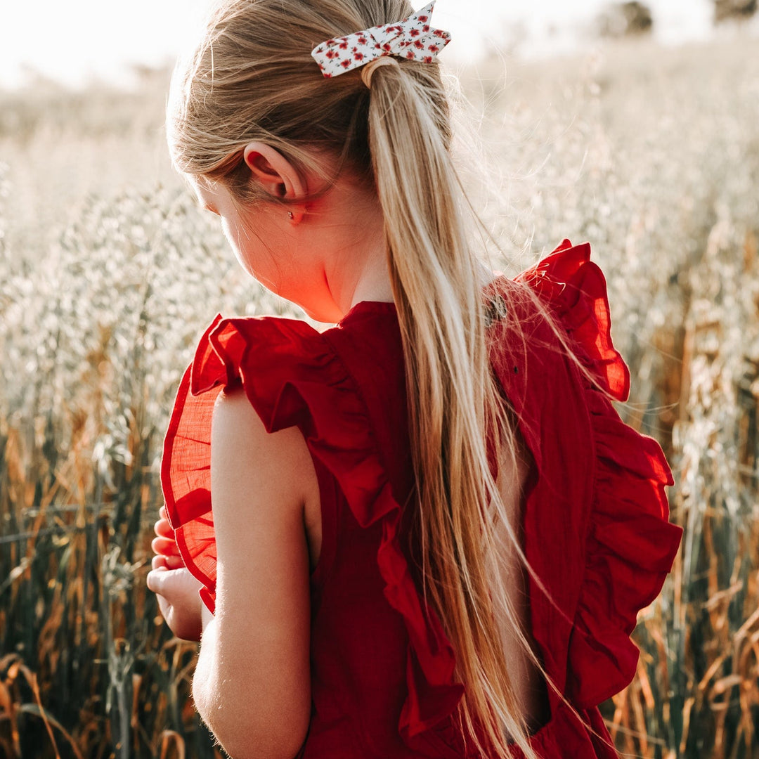 Love Henry Dresses Girls Florence Summer Dress - Red Linen