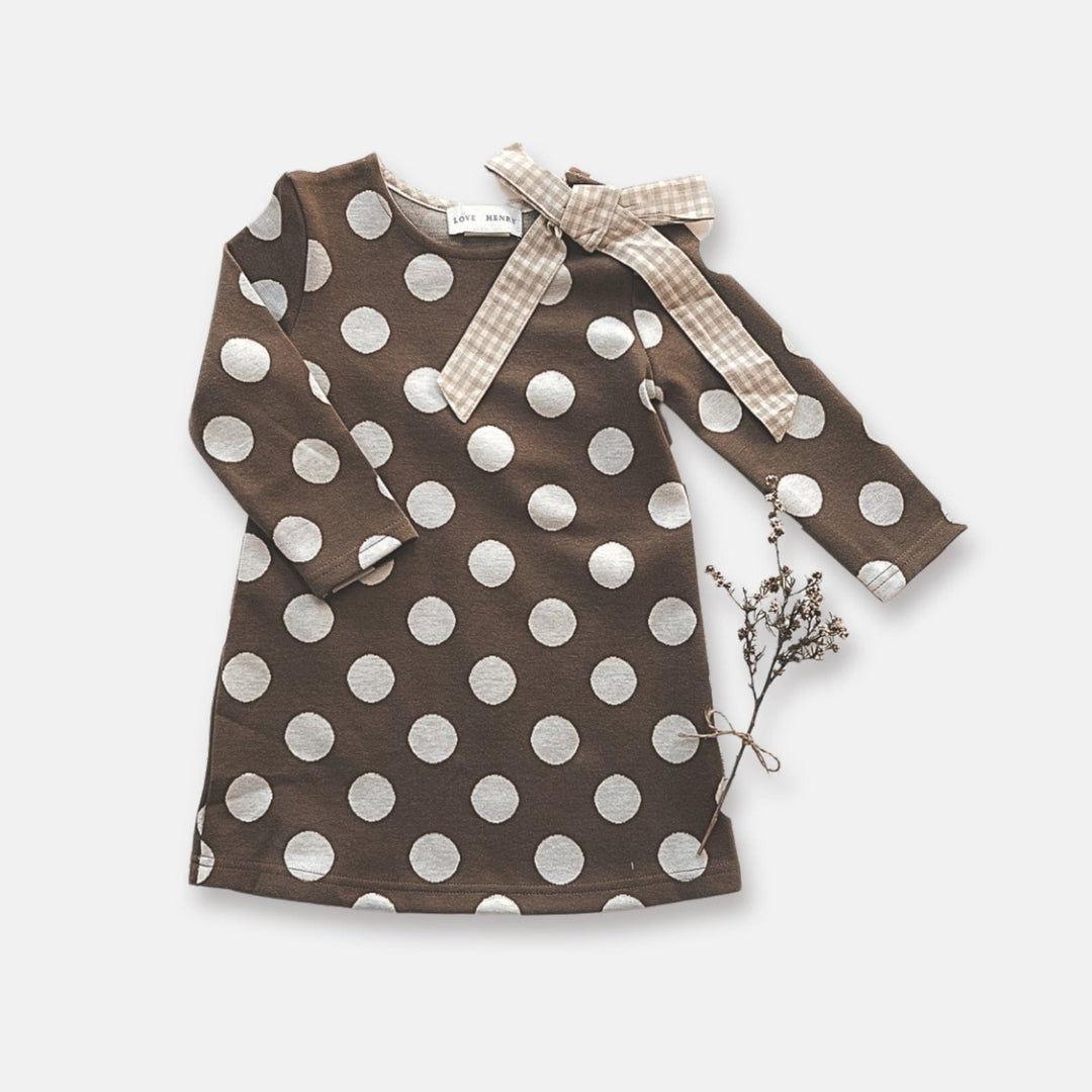 Girls Mary Dress - Brown/White Spot Love Henry Girls Mary Dress - Brown/White Spot Love Henry