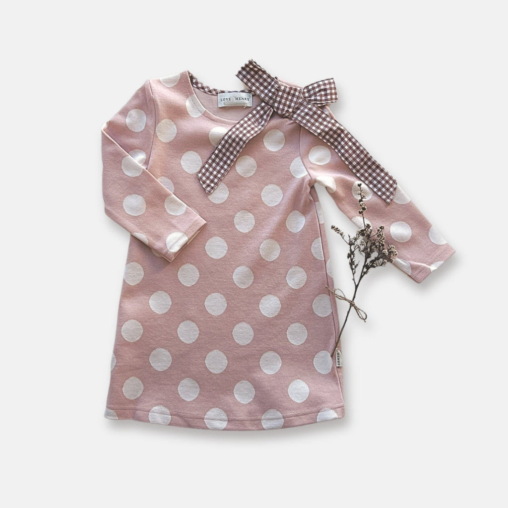 Girls Mary Dress Pink/White Spot