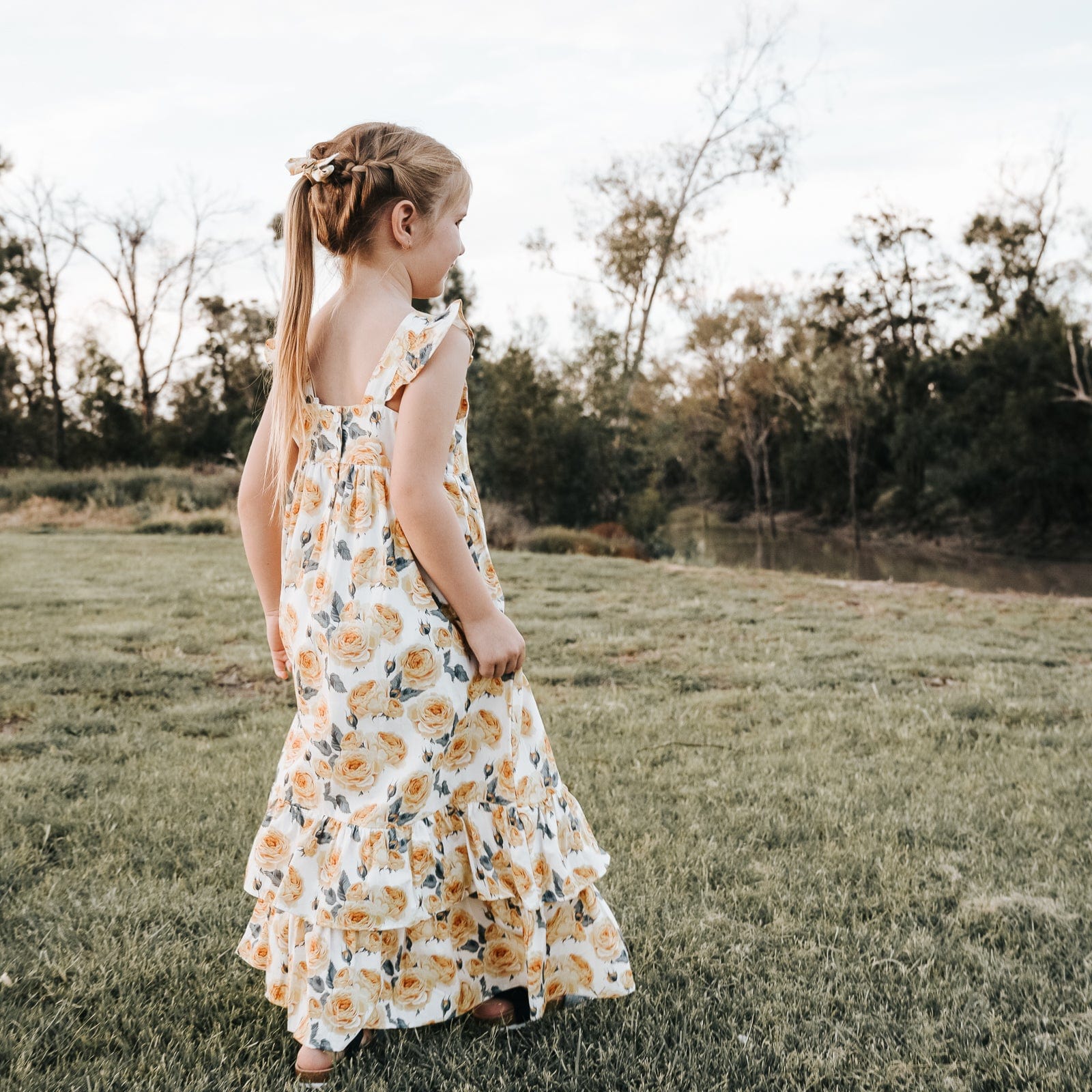 Love Henry Dresses Girls Maxi Dress - Lemon Floral