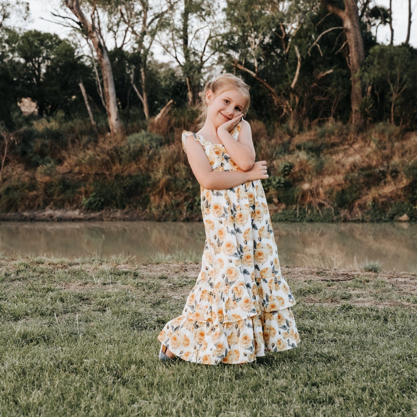 Love Henry Dresses Girls Maxi Dress - Lemon Floral