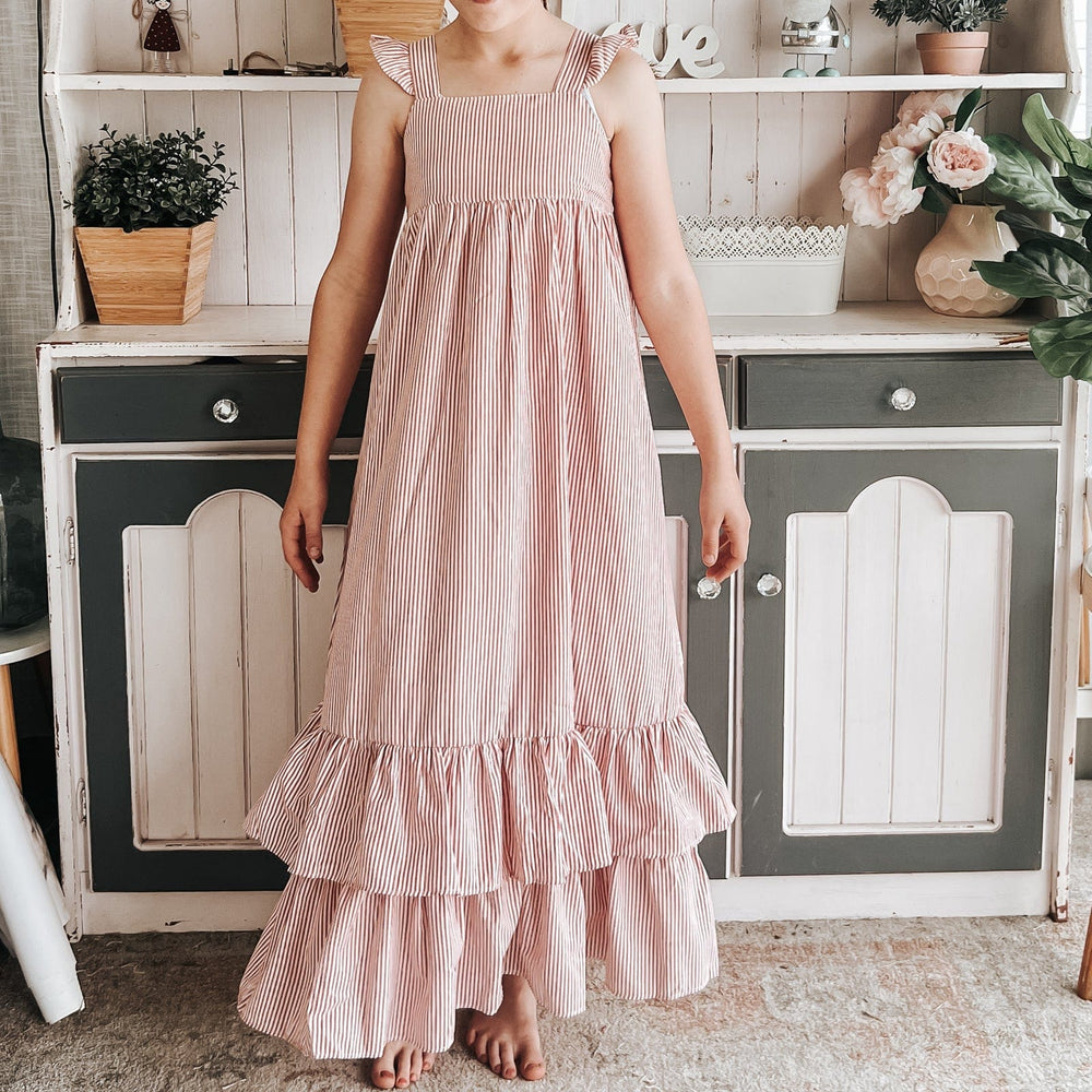 Girls Maxi Dress - Red Stripe Love Henry Girls Maxi Dress - Red Stripe Love Henry