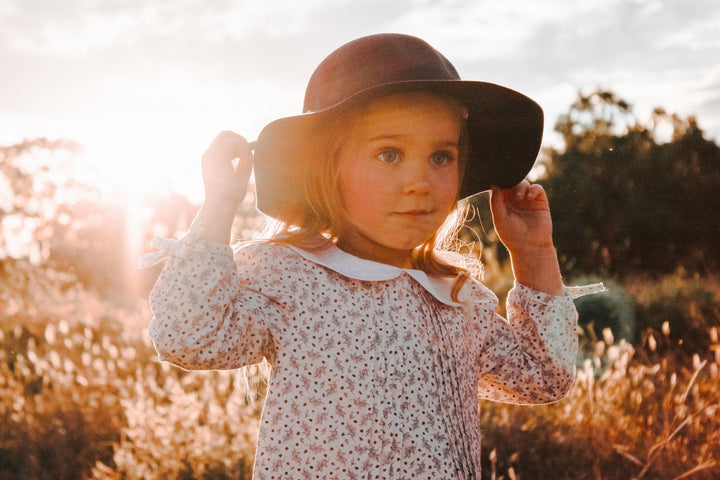 Love Henry Dresses Girls Pintuck Dress - Petite Navy Floral