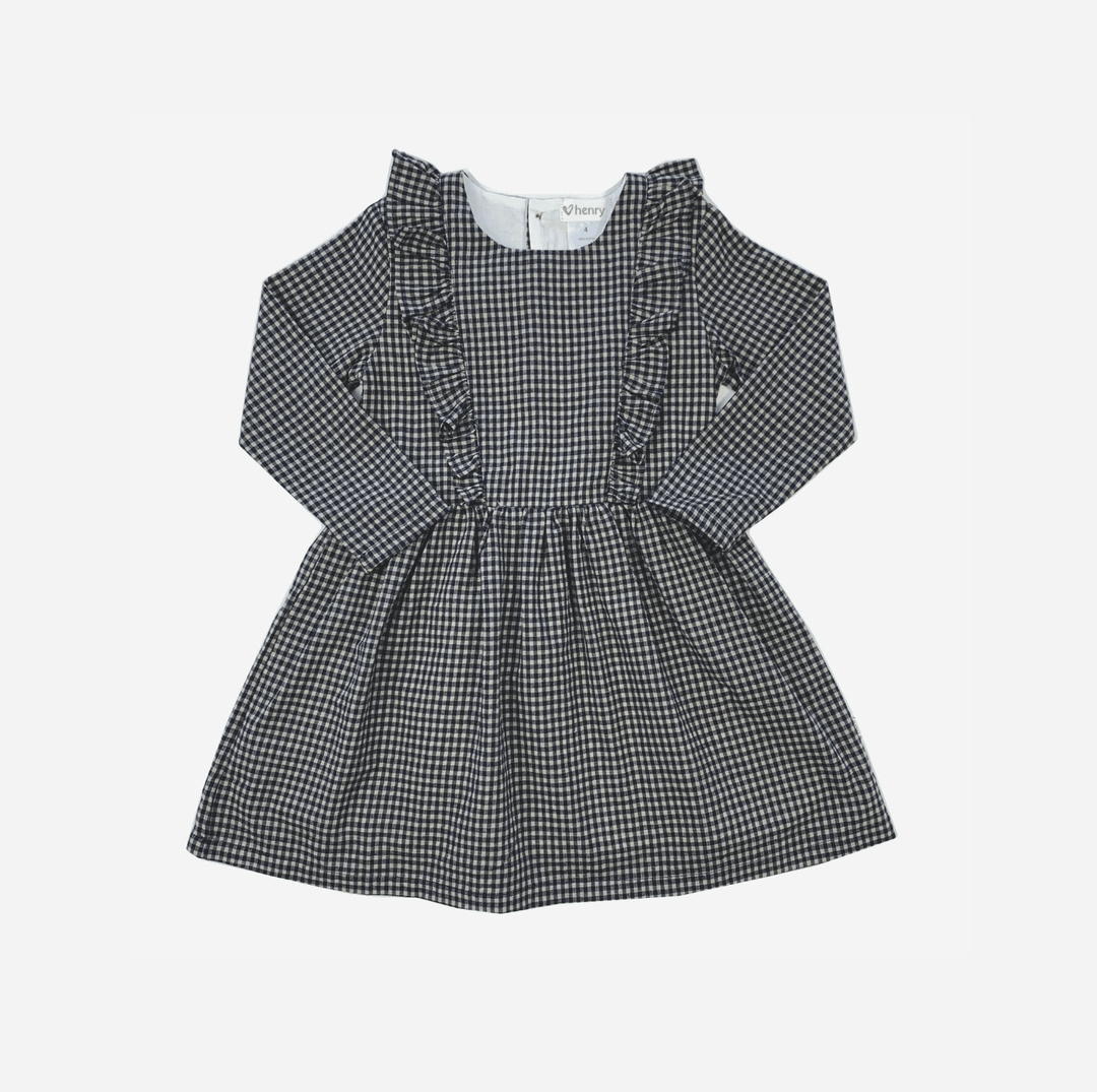 Love Henry Dresses Girls Winter Florence Dress - Navy Gingham