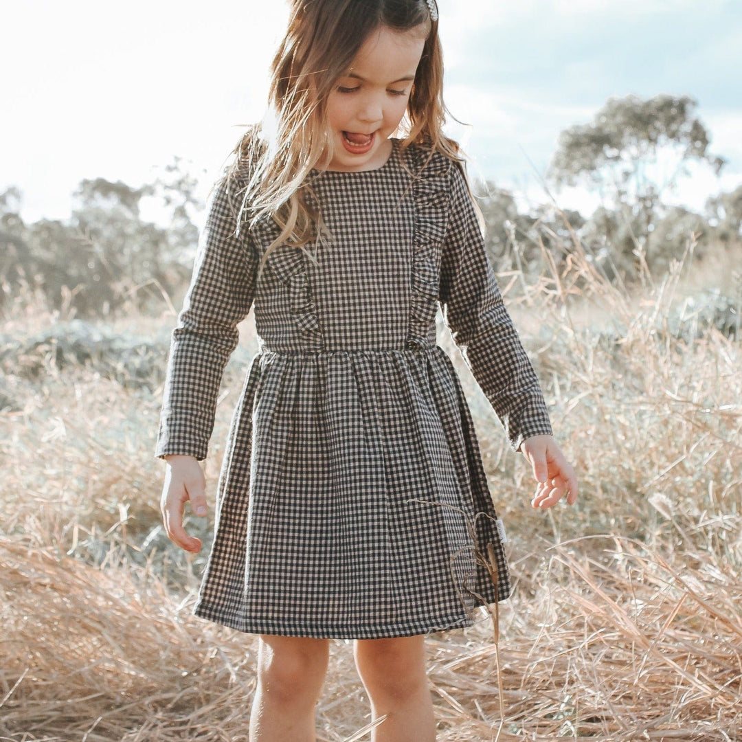 Love Henry Dresses Girls Winter Florence Dress - Navy Gingham