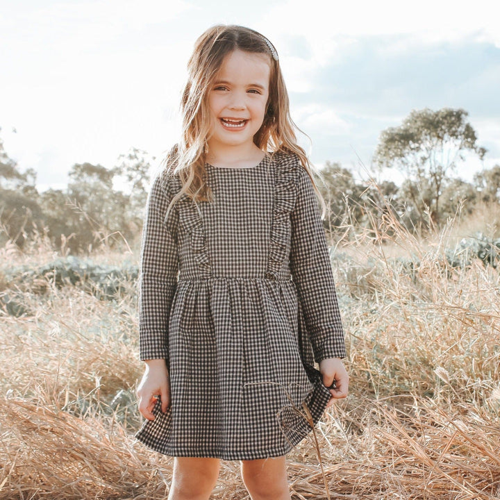 Love Henry Dresses Girls Winter Florence Dress - Navy Gingham