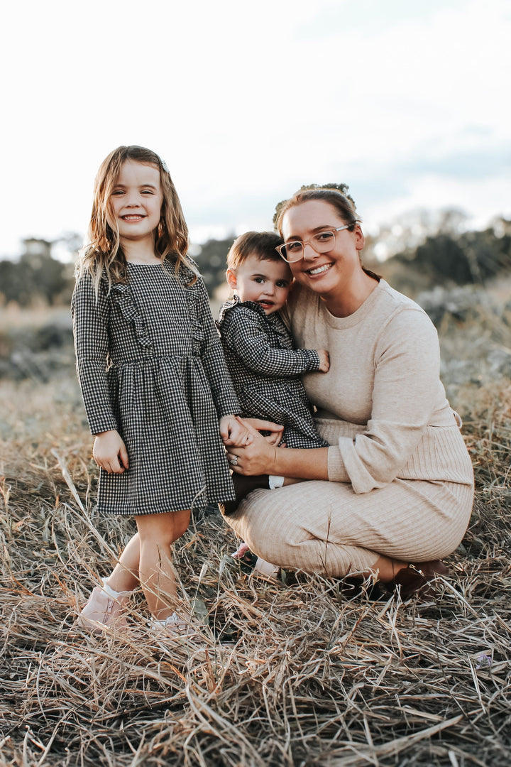 Love Henry Dresses Girls Winter Florence Dress - Navy Gingham